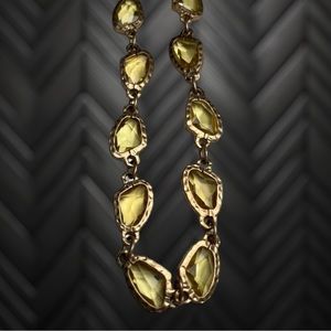 Chico’s Yellow Topaz Glass Long Gold Tone Necklace